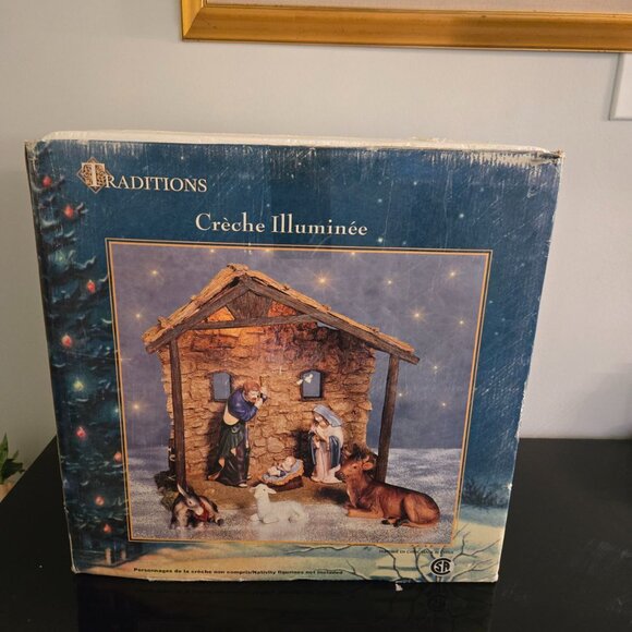 Traditions Lighted Nativity Crèche | 14.5” Christmas Stable | Rustic Holiday - Picture 8 of 10